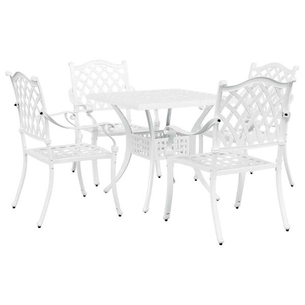vidaXL Ensemble de tables de jardin 5 pcs Blanc Aluminium coul&eacute;