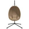 vidaXL Chaise suspendue en forme d'&oelig;uf et support taupe rotin et acier
