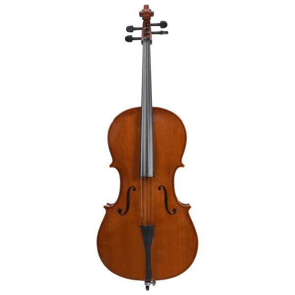vidaXL Jeu de violoncelle sac arc en cheveux naturels bois foncé 4/4