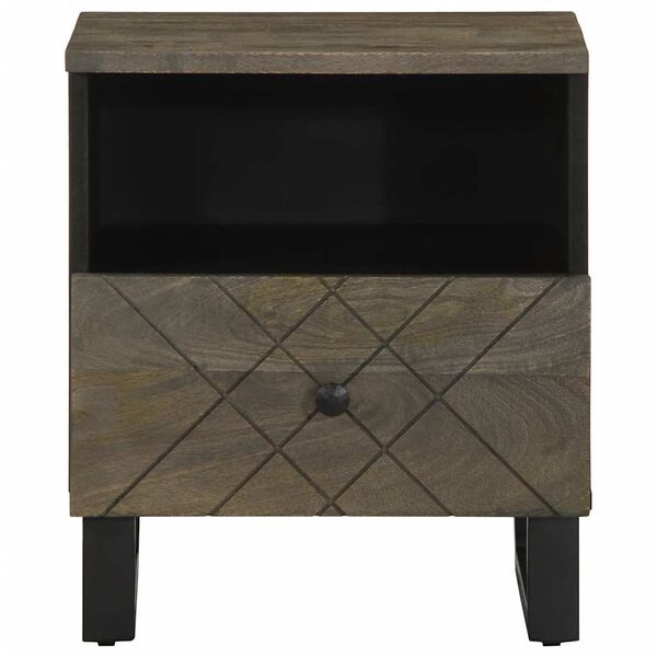 vidaXL Table de chevet noir 40x33x46 cm bois de manguier solide