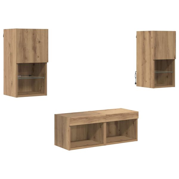 vidaXL Meubles TV muraux 4 pcs Ch&ecirc;ne artisanal Bois d'ing&eacute;nierie