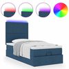 vidaXL Lit ottoman avec matelas et LED Bleu 100x200 cm Tissu