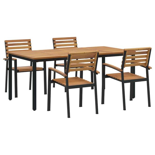 vidaXL Ensemble de salle &agrave; manger pour jardin 5 pcs Noir