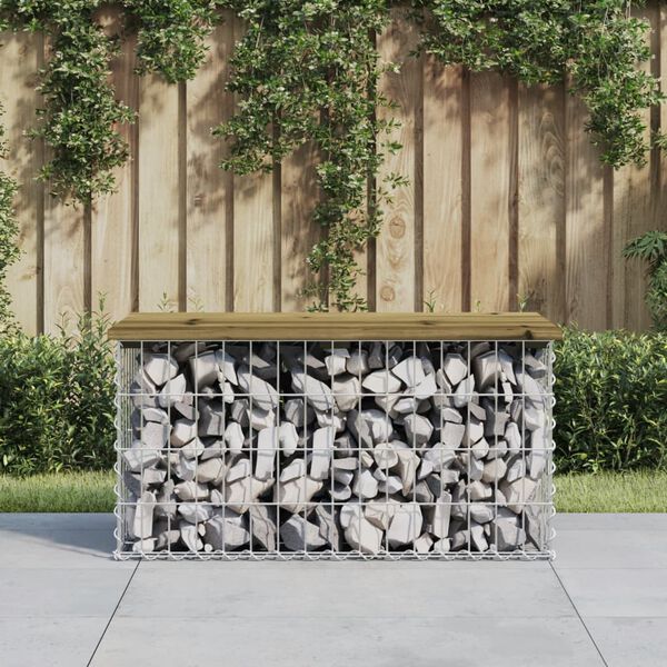 vidaXL Banc de jardin design gabion 83x44x42 cm bois de pin imprégné