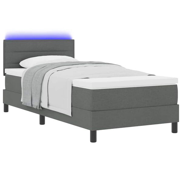 vidaXL Lit &agrave; ressorts avec matelas Gris fonc&eacute; 90 x 200 cm tissu