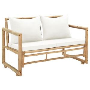 vidaXL Canap&eacute; de jardin &agrave; 2 places avec coussins Bambou