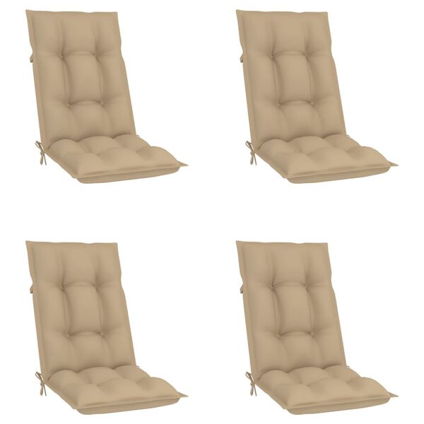 vidaXL Chaises inclinables de jardin et coussins lot de 4 Teck solide