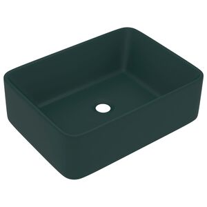 vidaXL Lavabo de luxe Vert fonc&eacute; mat 41x30x12 cm C&eacute;ramique