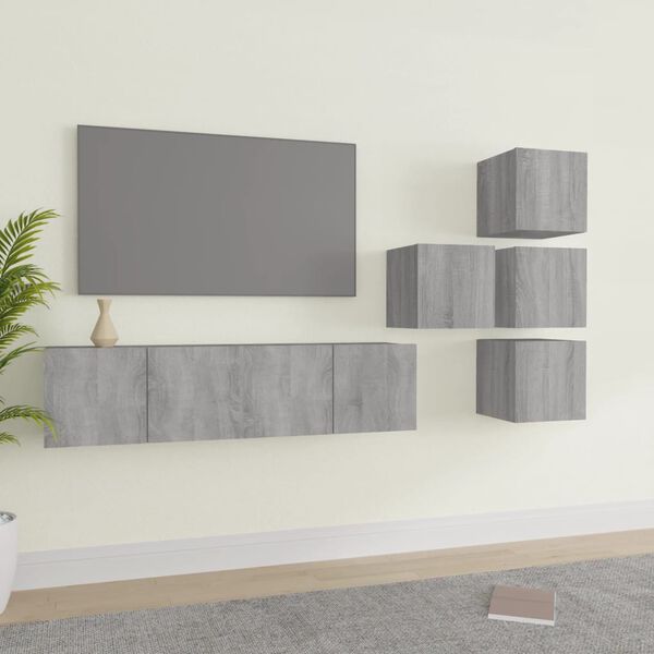 vidaXL Ensemble de meubles TV 6 pcs Sonoma gris Bois d'ingénierie
