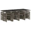 vidaXL Ensemble &agrave; manger de jardin coussins 13 pcs gris r&eacute;sine tress&eacute;e