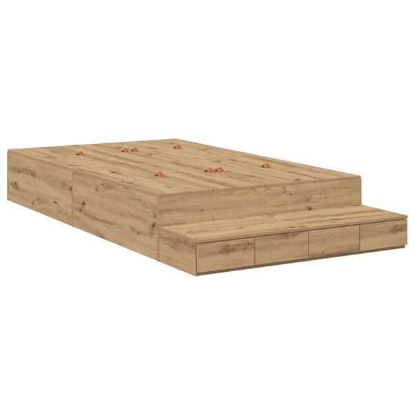 vidaXL Cadre de lit avec rangement avec tiroir Chêne artisanal 120 cm