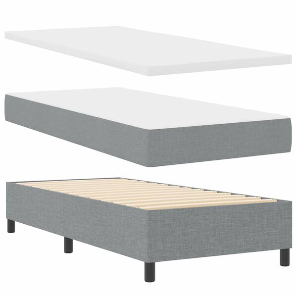 vidaXL Lit &agrave; ressorts avec matelas Gris clair 100 x 200 cm tissu