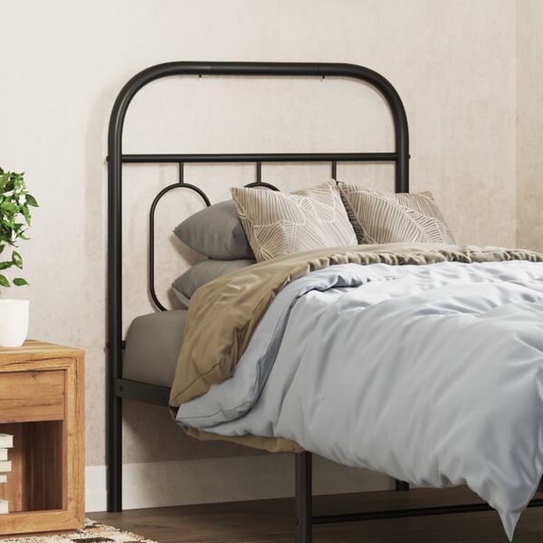 vidaXL T&ecirc;te de lit de remplacement m&eacute;tal noir 75 cm