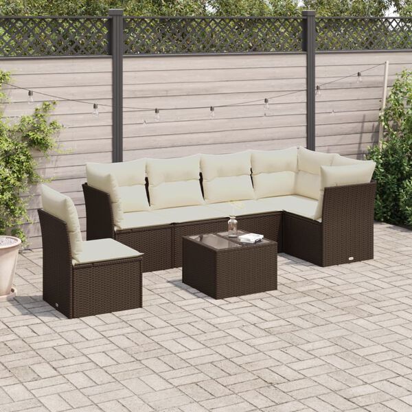 vidaXL Salon de jardin 7 pcs avec coussins noir r&eacute;sine tress&eacute;e