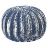 vidaXL Pouf tricot&eacute; &agrave; la main Bleu et blanc 50 x 35 cm Laine