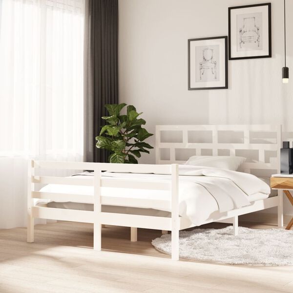 vidaXL Cadre de lit sans matelas blanc bois massif 140x200 cm