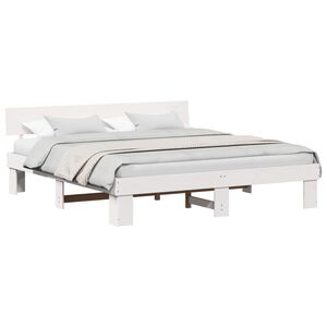 vidaXL Cadre de lit avec t&ecirc;te de lit Blanc 180 x 200 cm Pin massif