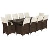 vidaXL Ensemble de bistro de jardin 11 pcs coussins marron poly rotin