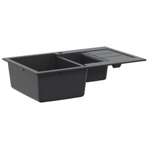 vidaXL &Eacute;vier de cuisine &agrave; double bac Granite 80 x 50 x 30,5 cm
