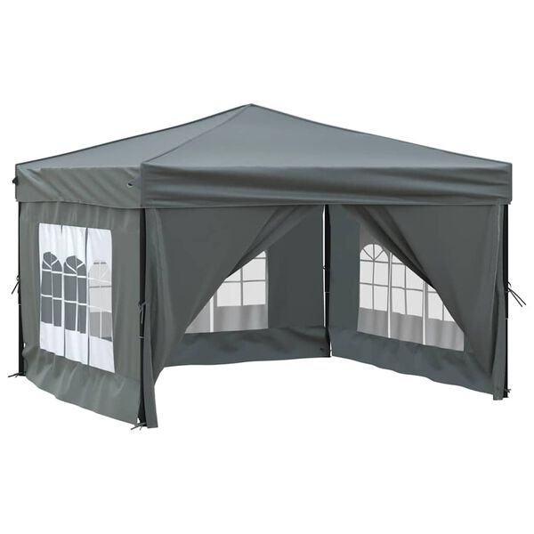 vidaXL Tente de réception pliable avec parois Anthracite 3x3 m