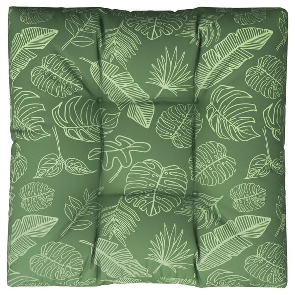 vidaXL Coussin de palette motif de feuilles 70x70x12 cm tissu