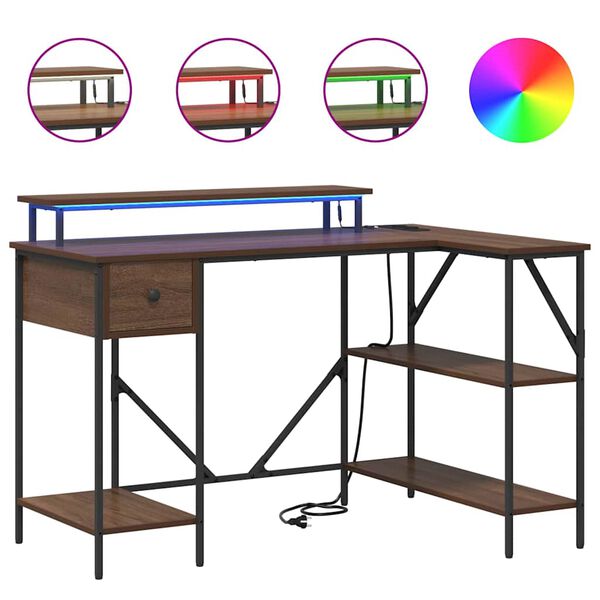 vidaXL Bureau Ch&ecirc;ne brun 120 x 79 x 86,5 cm Bois d'ing&eacute;nierie