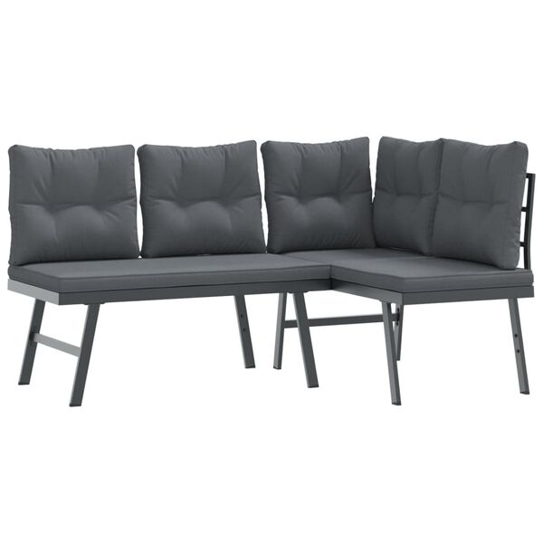 vidaXL Ensemble de bancs de jardin avec coussins 3 pcs noir