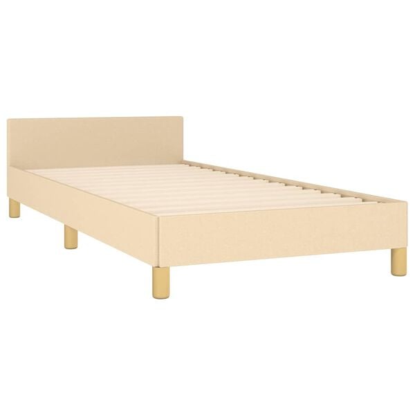 vidaXL Cadre de lit avec t&ecirc;te de lit sans matelas cr&egrave;me 90x200cm tissu