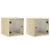 vidaXL Tables de chevet et portes vitr&eacute;es 2pcs ch&ecirc;ne sonoma 35x37x35cm