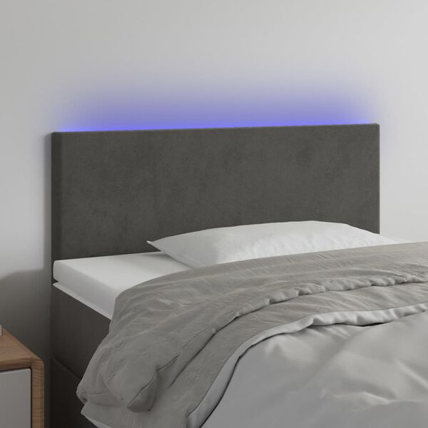 vidaXL T&ecirc;te de lit &agrave; LED Gris fonc&eacute; 100x5x78/88 cm Velours