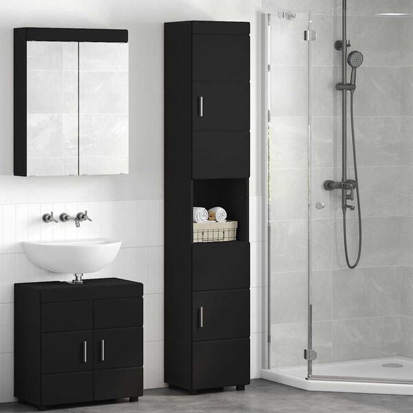 vidaXL Ensemble d'armoire de salle de bain avec stockage TULUM Noir