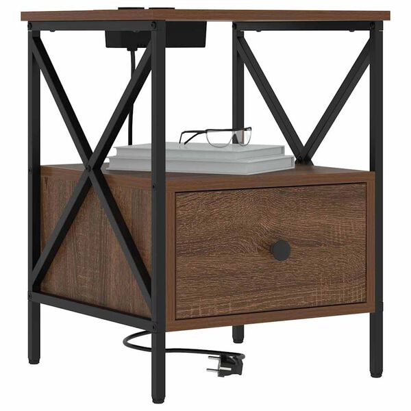 vidaXL Cabinet de chevet 2 pcs Ch&ecirc;ne brun 41,5 x 40,5 x 55 cm