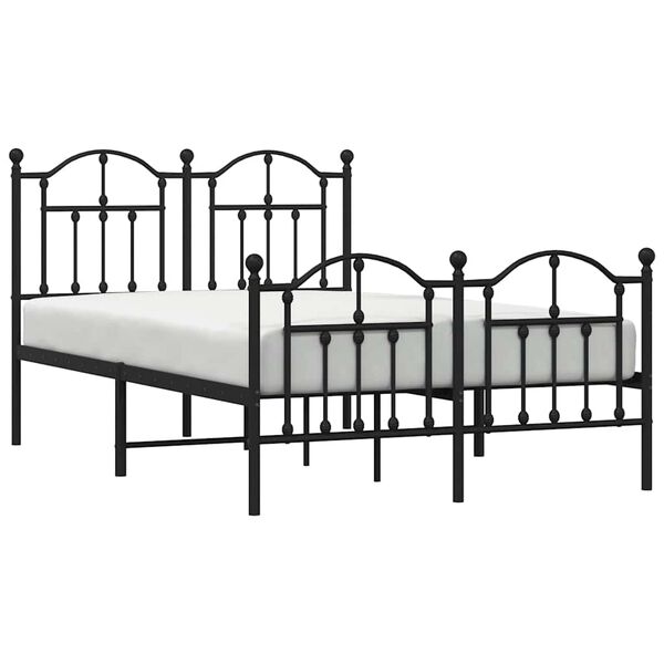 vidaXL Cadre de lit m&eacute;tal sans matelas avec pied de lit noir 120x200cm
