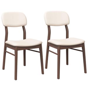 vidaXL Chaises &agrave; manger coussins 2 pcs marron bois massif caoutchouc