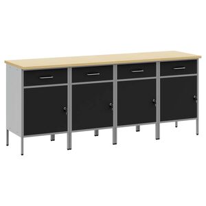 vidaXL Placard de travail 4 pi&egrave;ces Noir et gris 200 x 55 x 85 cm