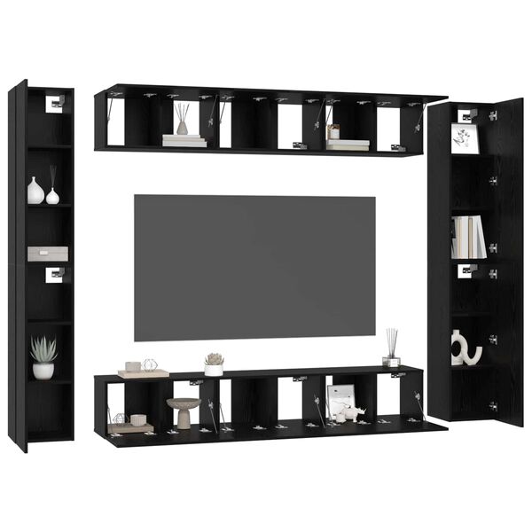 vidaXL Ensemble meuble TV 10 pcs Ch&ecirc;ne noir Bois d'ing&eacute;nierie