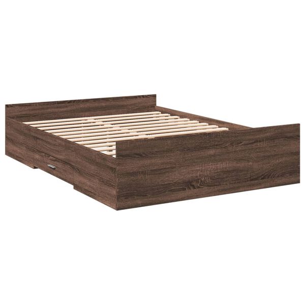 vidaXL Cadre de lit avec tiroirs sans matelas ch&ecirc;ne marron 120x200 cm