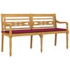 vidaXL Banc Batavia avec coussin rouge bordeaux 150cm Bois teck massif