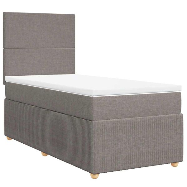 vidaXL Sommier &agrave; lattes de lit avec matelas Taupe 100x200 cm Tissu