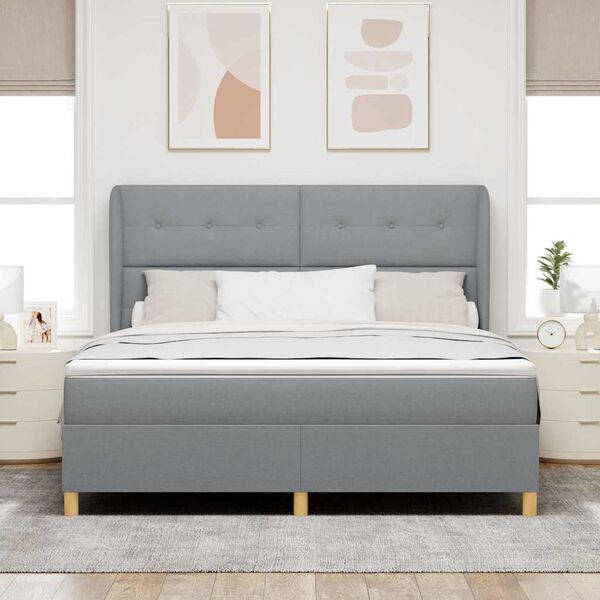 vidaXL Lit &agrave; ressorts avec matelas gris fonc&eacute; 90x190 cm Gris clair