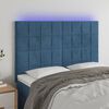 vidaXL T&ecirc;te de lit &agrave; LED Bleu fonc&eacute; 144x5x118/128 cm Velours