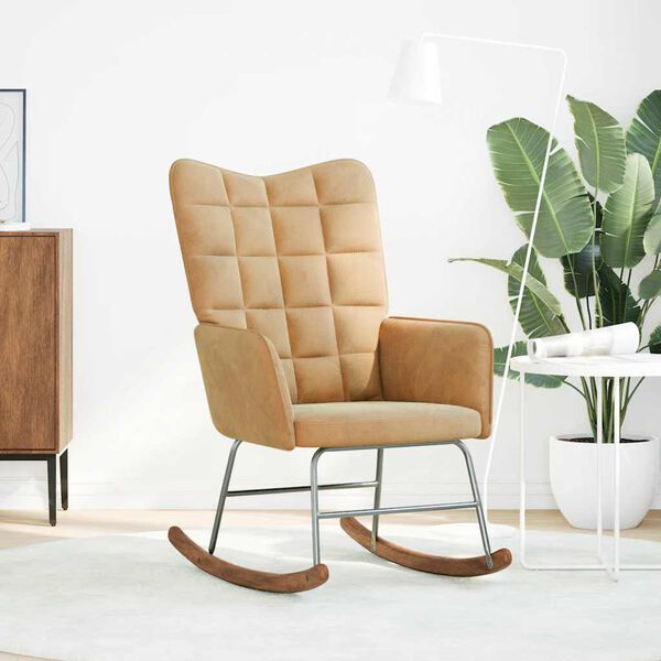 vidaXL Chaise à bascule Marron Velours