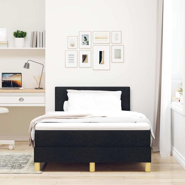 vidaXL Lit &agrave; ressorts avec matelas Noir 120 x 200 cm tissu