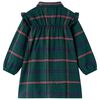 Robe pour enfants à manches longues et volants vert foncé 128