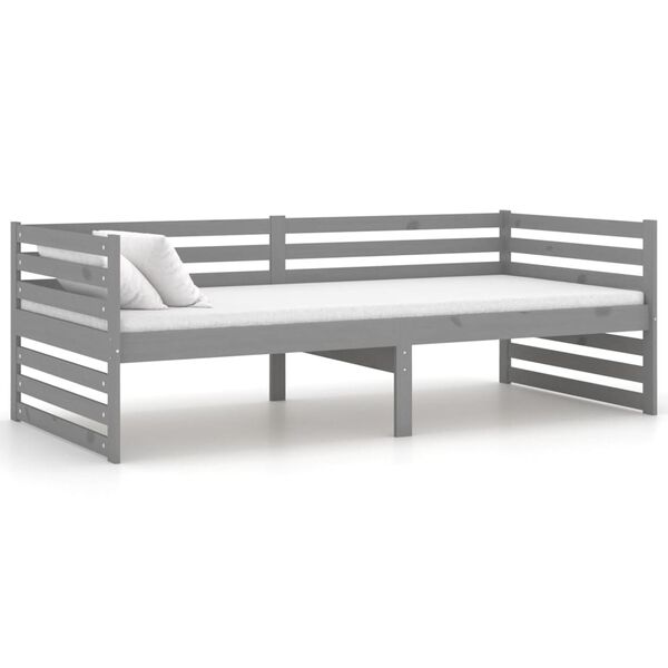 vidaXL Lit de jour sans matelas gris bois de pin massif 90x200 cm