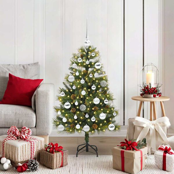 vidaXL Sapin de No&euml;l artificiel avec branches pliables et c&ocirc;nes 150 cm