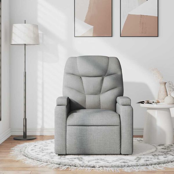 vidaXL Fauteuil de massage inclinable Gris clair Tissu