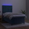 vidaXL Sommier &agrave; lattes de lit matelas et LED Bleu fonc&eacute; 100x200 cm