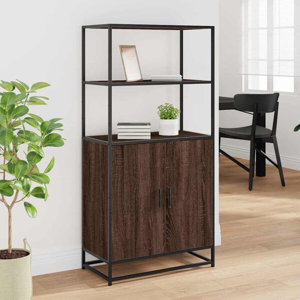 vidaXL Buffet haut chêne marron 68x35x139 cm bois d'ingénierie métal
