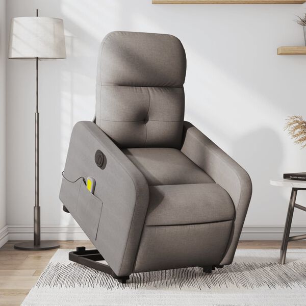 vidaXL Fauteuil inclinable de massage &eacute;lectrique Taupe Tissu